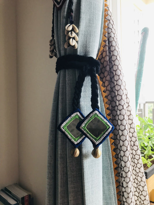 Boho Mirror Curtain Tieback with Shell Accents