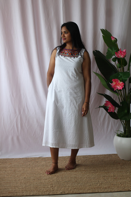 White kutchi work dress